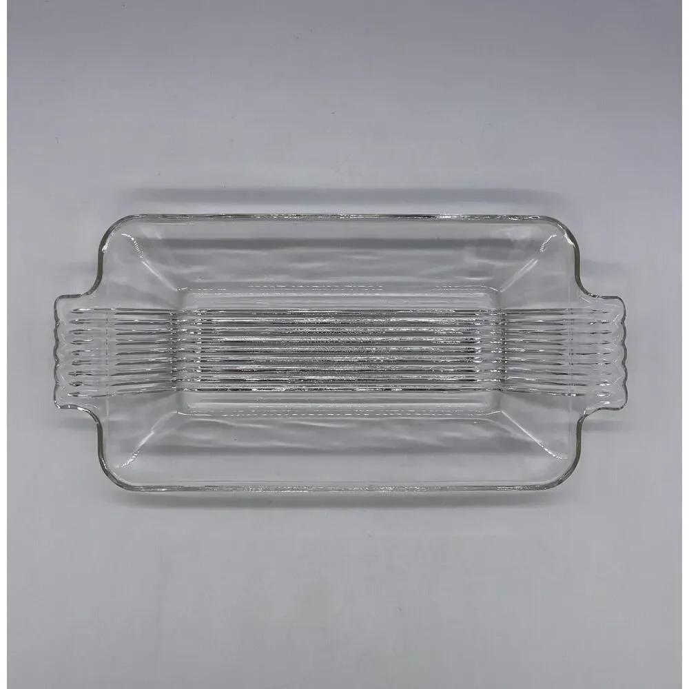 Vintage Ribbed Clear Glass Butter Dish *NO LID MCM 10